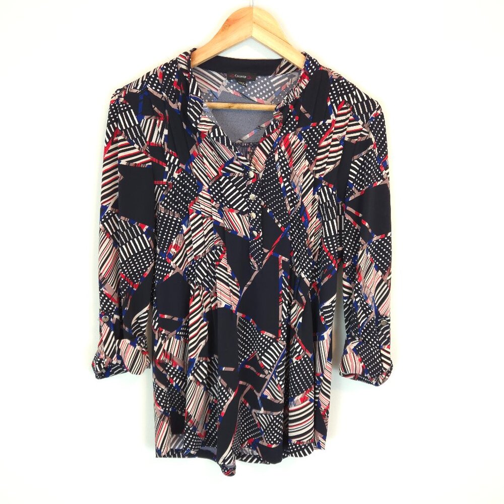 Cocomo Women's Abstract Print Pintuck Blouse